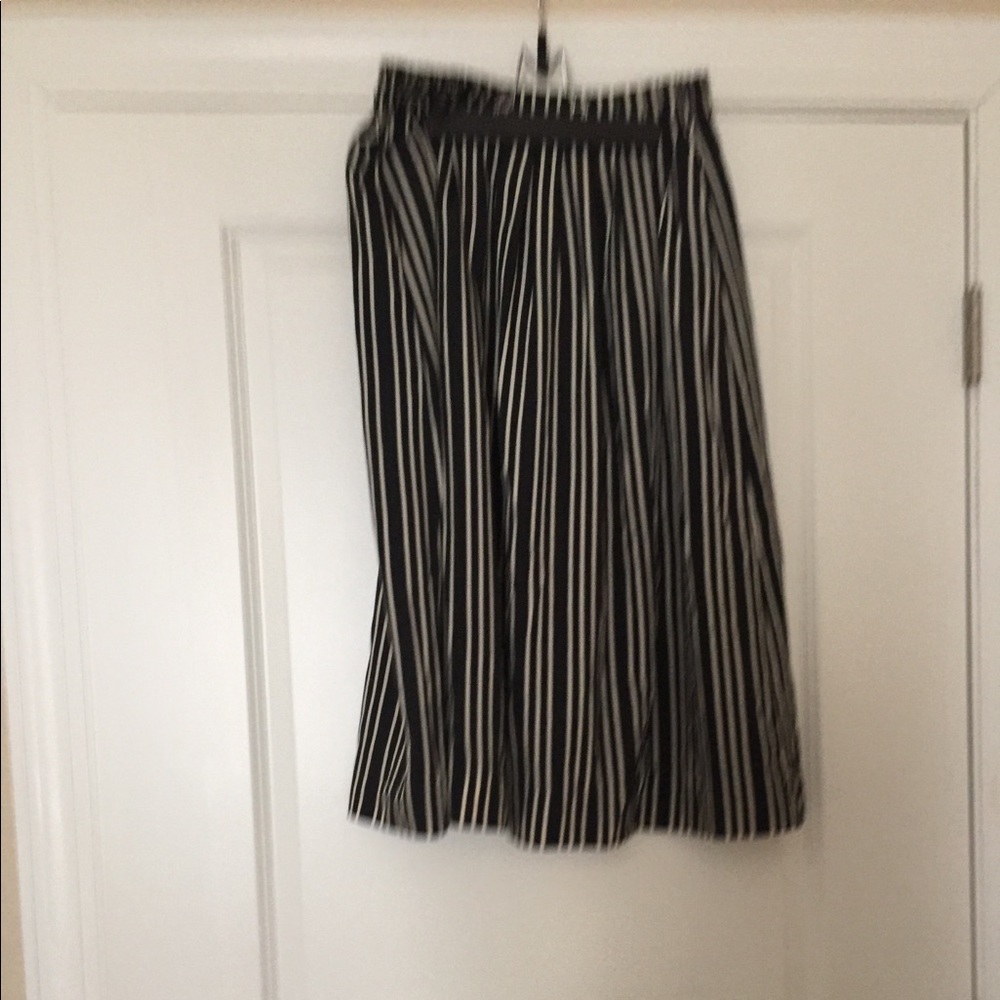 J Crew Midi Black and White Striped A-Line Skirt